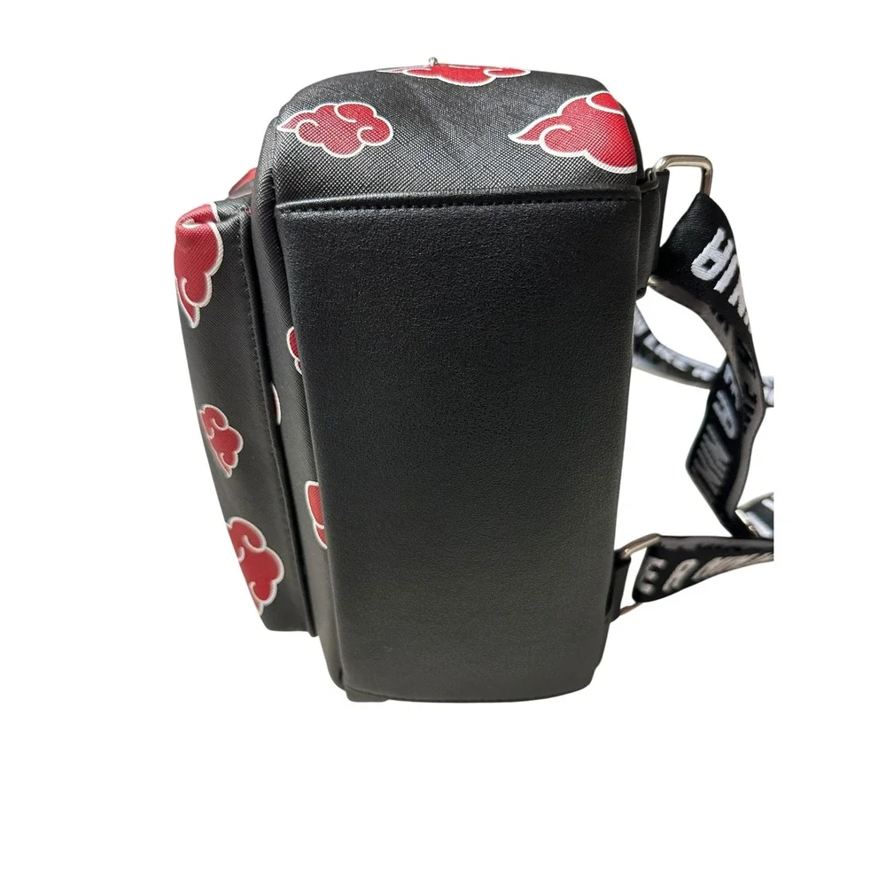 Bioworld Naruto Akatsuki Sasuke Red Cloud Faux Saffiano Leather Mini Backpack OS
